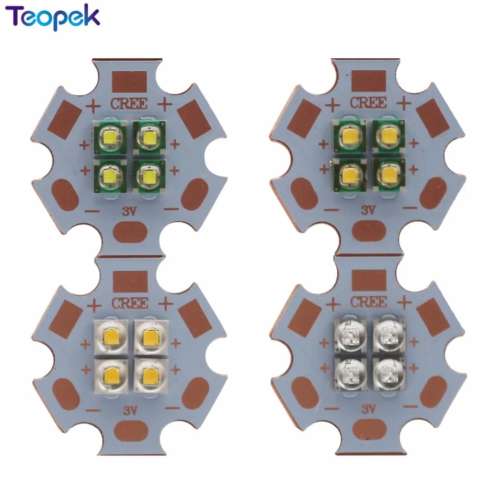 5x   10W XPE 4 Chips LED Emitter Instead Of MKR XML XP-E 3V 6V 12V White/Warm White/Blue/Green/Red/Yellow/Royal Blue 20mm PCB