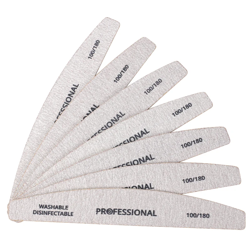 100pcs Wooden Sandpaper Nail File 100/180 Professional Manicure Buffer Grey Boat Pedicure Double-sided Wood Buffers Nail Supply