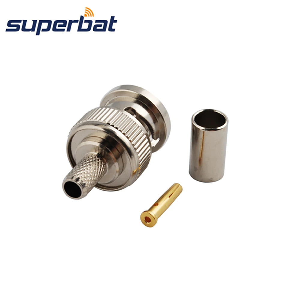 Conector Coaxial Superbat RP-BNC macho (Pin hembra) RF para Cable RG58,RG142,LMR195