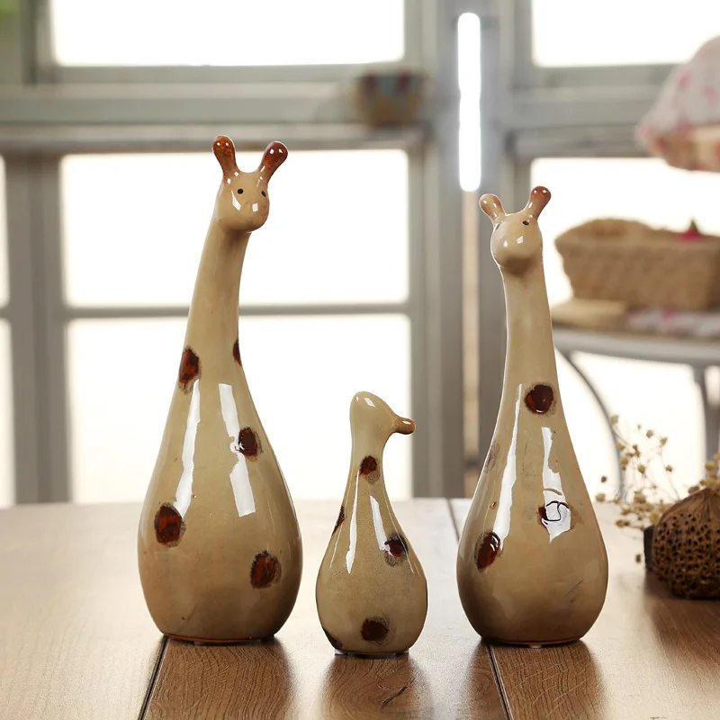 

3pc/set Ceramic crafts Variable home furnishing articles Variable deer suit ceramics handicraft ceramic arts and crafts