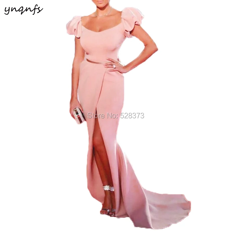 YNQNFS ED216 Chic Mutter von Braut Promi Kleid Abendessen Kleid Party Kleid Hohe Slit Sexy Meerjungfrau Robe Longue 2019