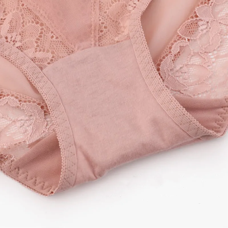 Market Store Mid Rise Waist Underwear Women\'s Lace Panties Sexy Seamless Mesh Transparent Cotton Hip Female Briefs for Girl