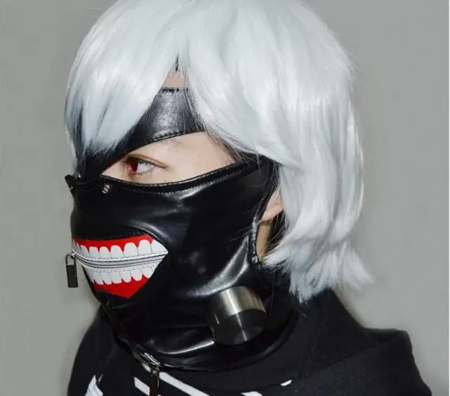 High Quality Clearance Tokyo Ghoul 2 Kaneki Ken Mask Adjustable Zipper Masks PU Leather Cool Mask Blinder Anime Cosplay