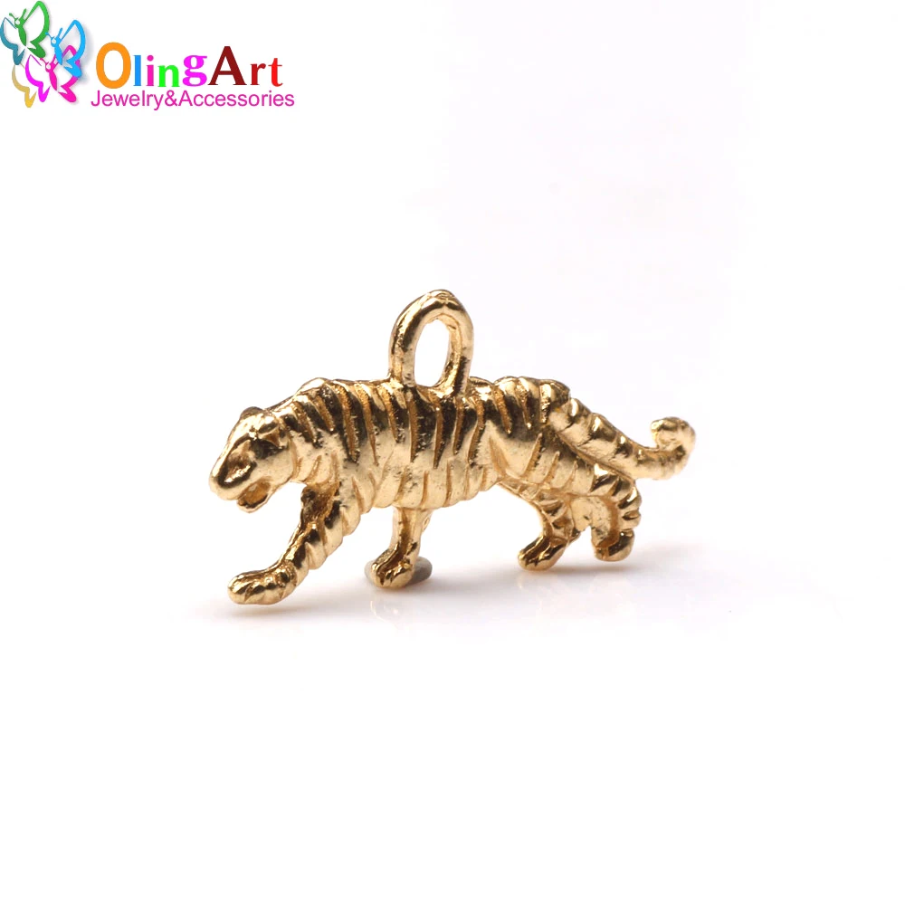 Animal 22mm 12pcs/lot Tiger Charms Pendant For DIY Jewelry Making Handmade Bracelet Necklace Key Chain Bag Accessories Olingart