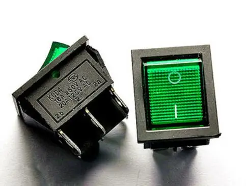 2pcs/lot GREEN LED Light 25*31mm SPST 6PIN ON/OFF Boat Rocker Switch 16A/250V 20A/125V Car Dash Dashboard Truck RV ATV Home