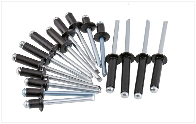 ใหม่ 50 ชิ้น M4 * 10 สีดำอลูมิเนียมแกนดึง rivets ตกแต่งเล็บ