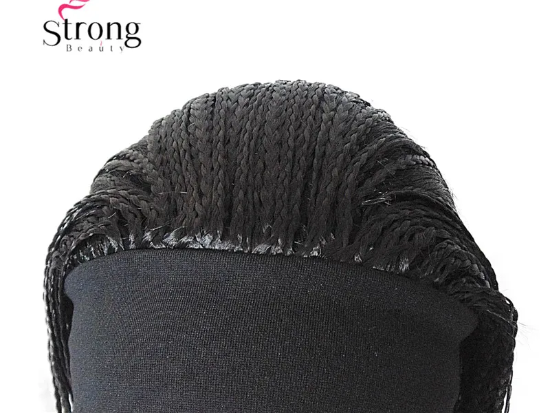 StrongBeauty 24INCH Long Black Braided 3/4 HEADBAND Wig Full Synthetic Hair