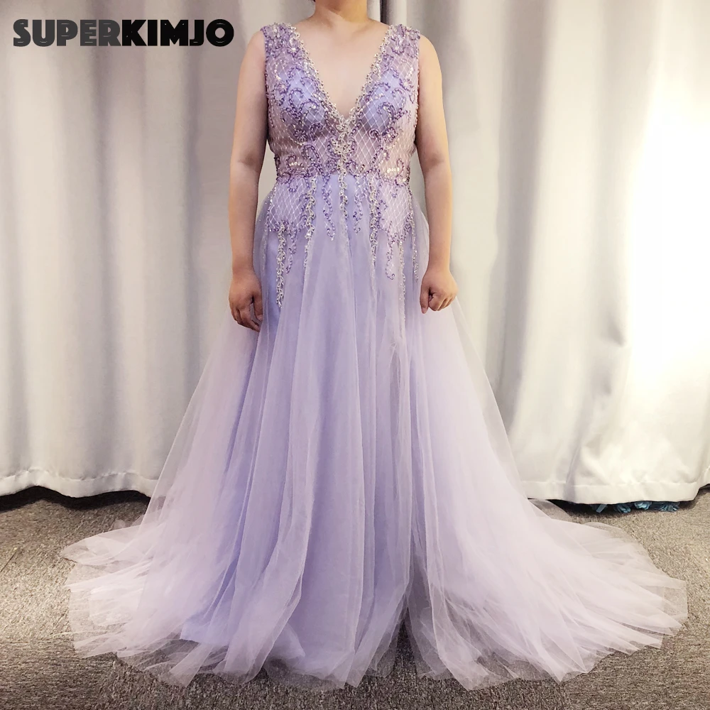 Imagem real vestidos de baile 2019 de cristal frisado lantejoulas uma linha lateral de fenda mangas até o chão tulle vestidos de noite vestidos