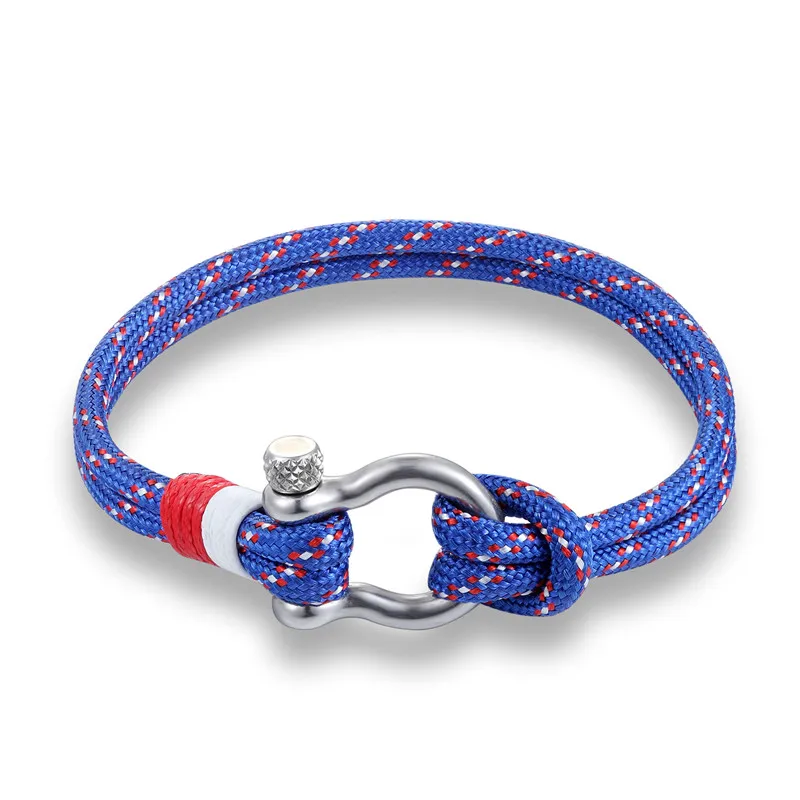 Hot Sale navy style Sport Camping Parachute cord Survival Bracelet Men Women with Stainless Steel Shackle Buckle Fashion Jewelry