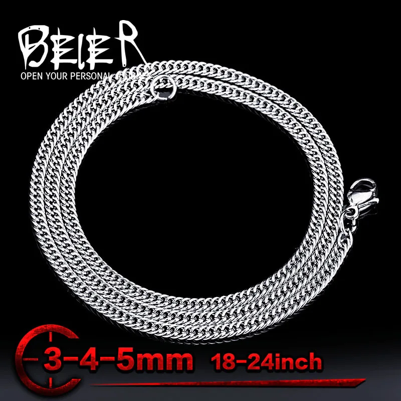 Beier stainless steel necklace high quality  twist 3mm/4mm/5mm trendy chain necklace boy man necklace  BN1026