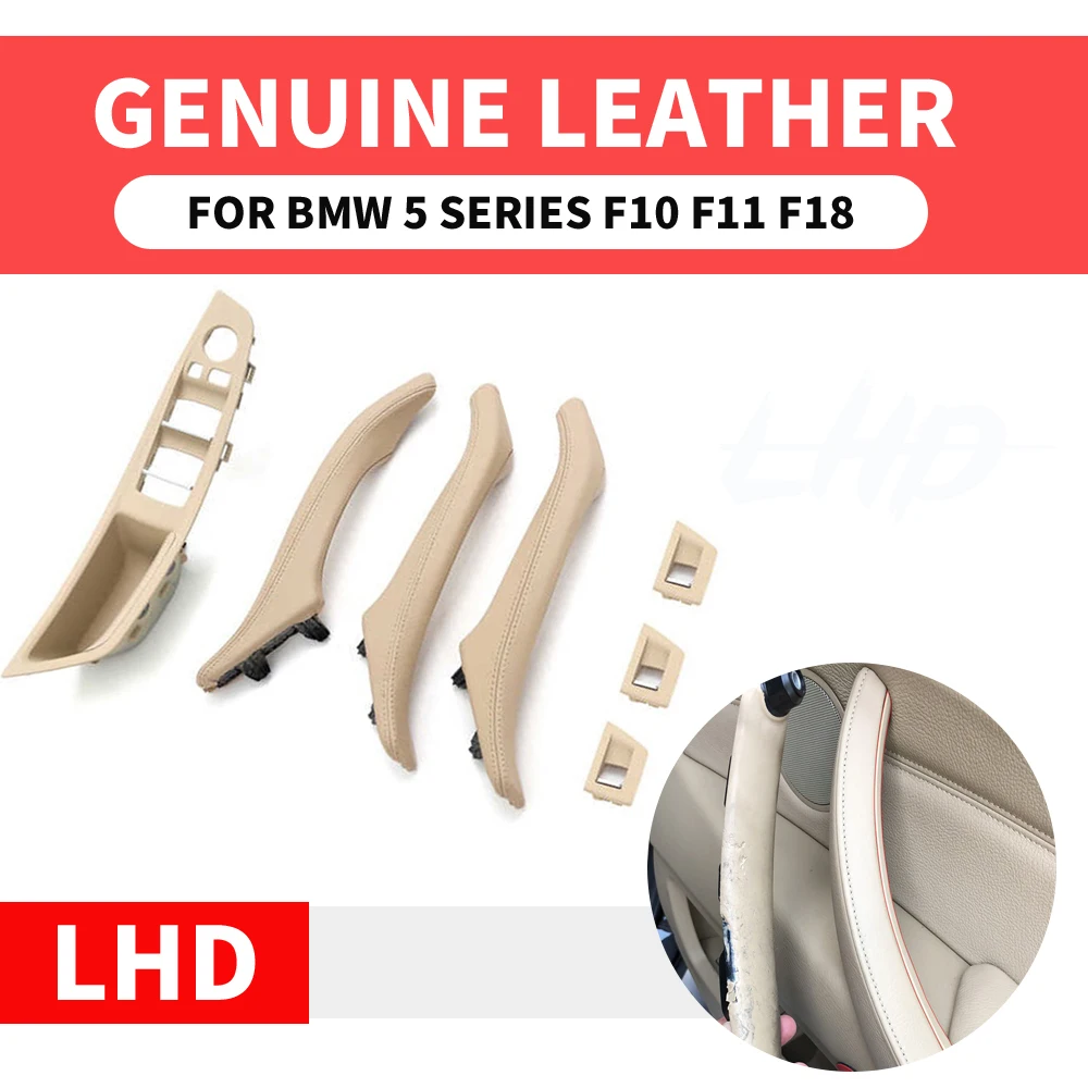 

Genuine Leather Left Hand Drive LHD For BMW 5 series F10 F11 F18 Beige Car Interior Door Handle Inner Panel Pull Trim Cover Arm