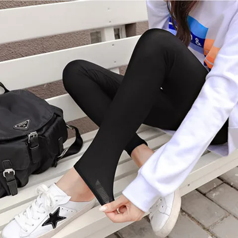 2019 verão modelos finos exterior wear leggings magro era fino estiramento calças grandes metros feminino pés calças selvagens