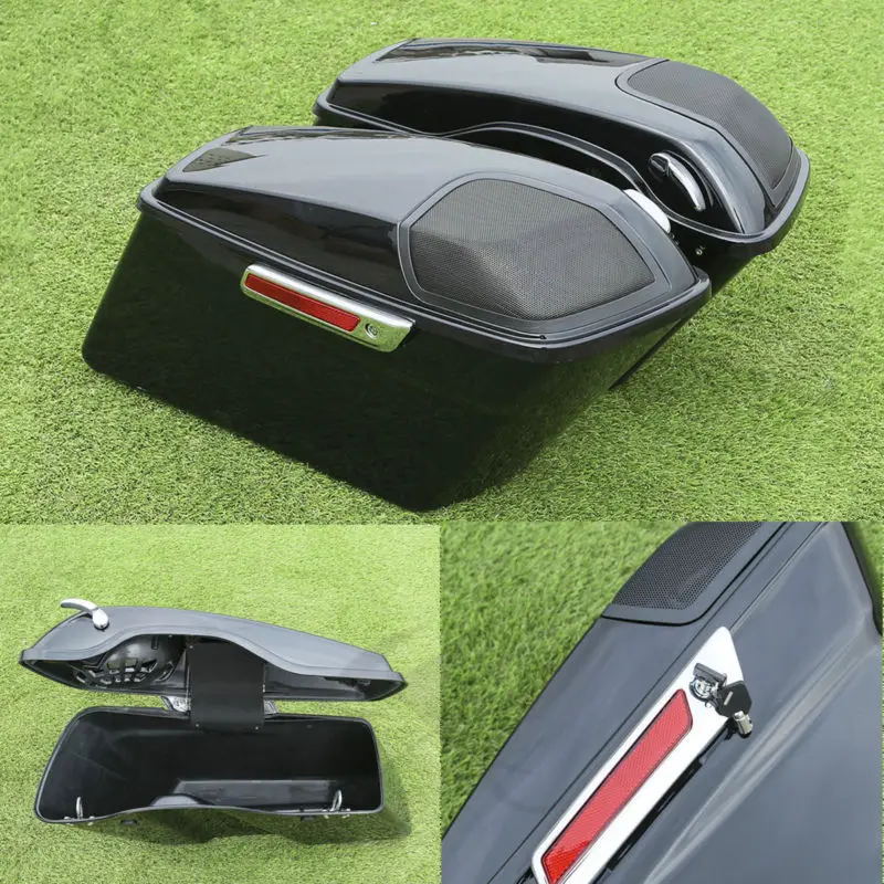 Motorcycle Saddlebag W/ Cutout Speaker Grill For Harley Touring Electra Street Glide Road King FLT FLHT 2014-2022 2019