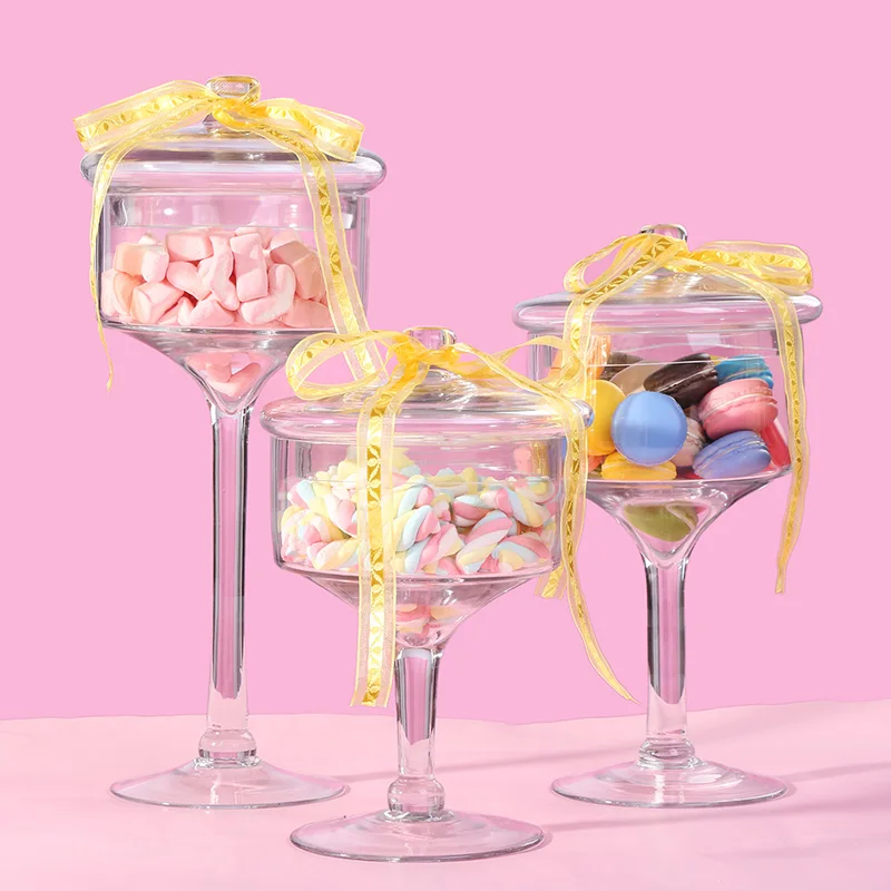 European slim tall Transparent Glass candy jar with Wedding dessert decoration candy, snacks, dried fruit jar 4PCS/set