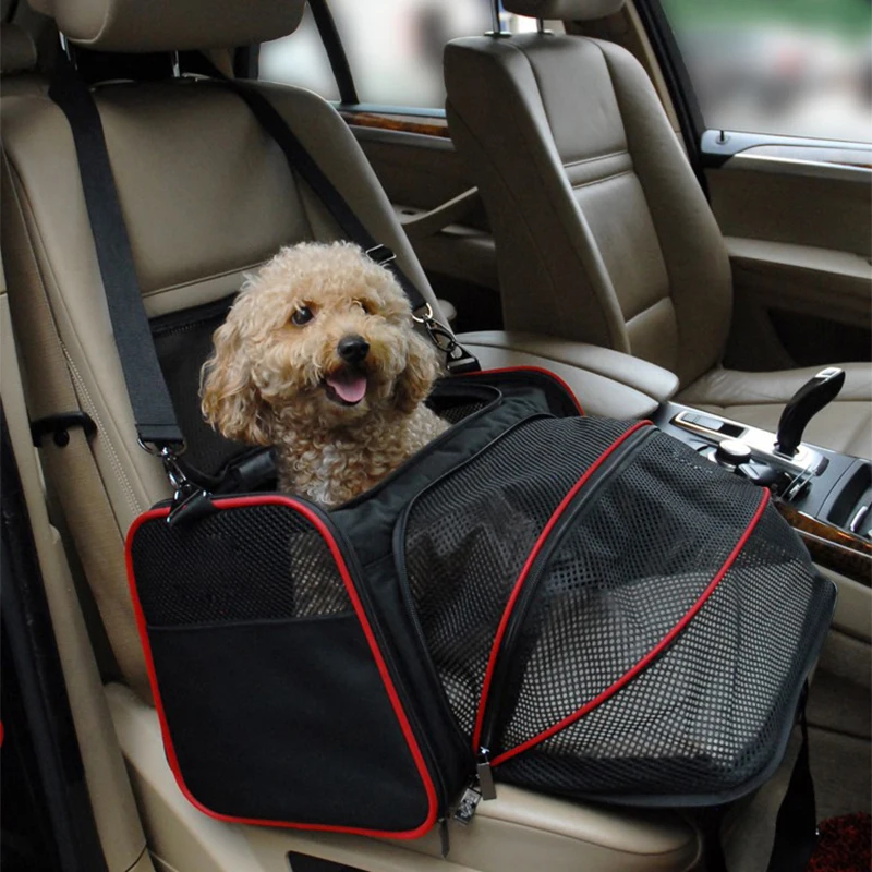 Pet Car Dog Carriers Cat Travel Carrying Handbag Breathable Shoulder Bag Net Yarn Portable Pet Backpack Double Exhibition Bag