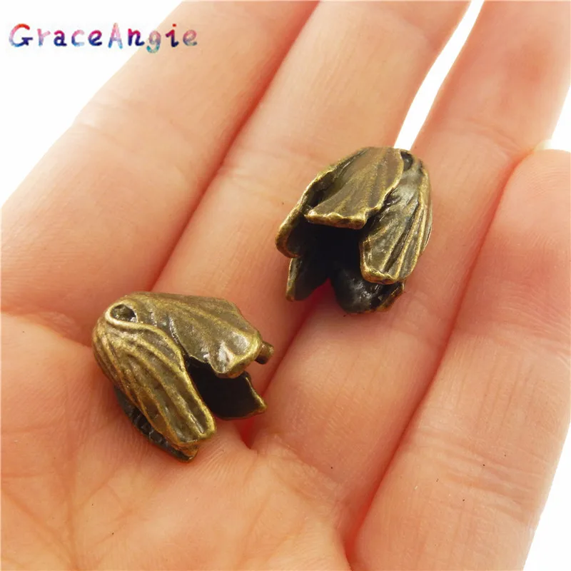 GraceAngie 17mm Vintage Bronze Tone Alloy Flower Beads Cap Jewelry Finding Hot Handmade Jewelry Accessory 14pcs 36248