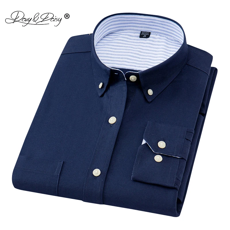 

DAVYDAISY High Quality 2019 New Arrival Men Shirt Cotton Oxford Long Sleeved Men Dress Shirt Man camiseta masculina DS269