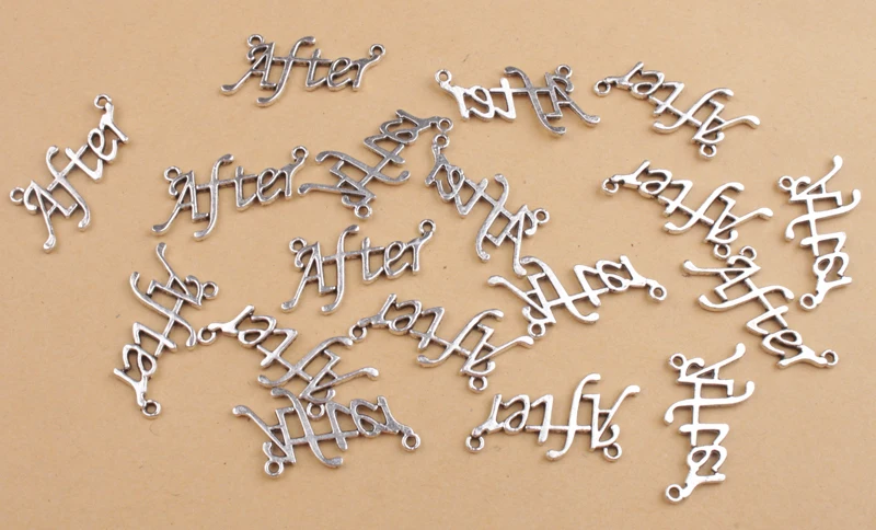 80PCS Antiqued Silver After Word Link Connectors A16122