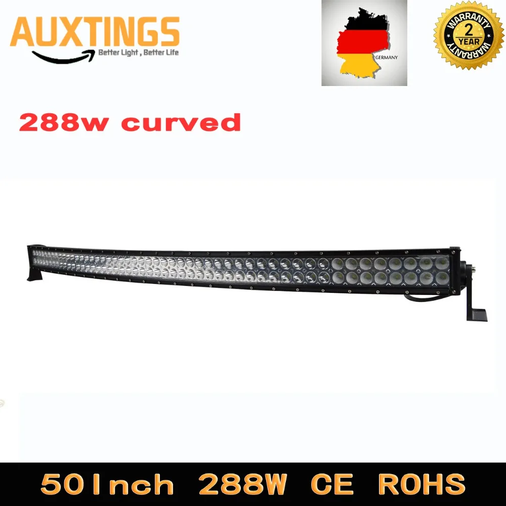 50inch 288W Curved offroad led driving work light 288w bent combo LED light bar for 4X4 4WD Truck ATV SUV +Wiring harness Kit