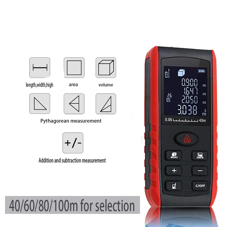 Laser Range Finder High-precision Infrared Home Room Handheld Rechargeable Electronic Ruler 40-100 Meters Distance Meter