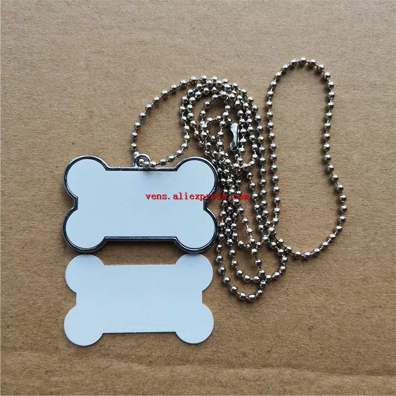 New sublimation blank necklace pendant dog bones necklaces pendants hot transfer printing consumables print two sides  20pcs/lot