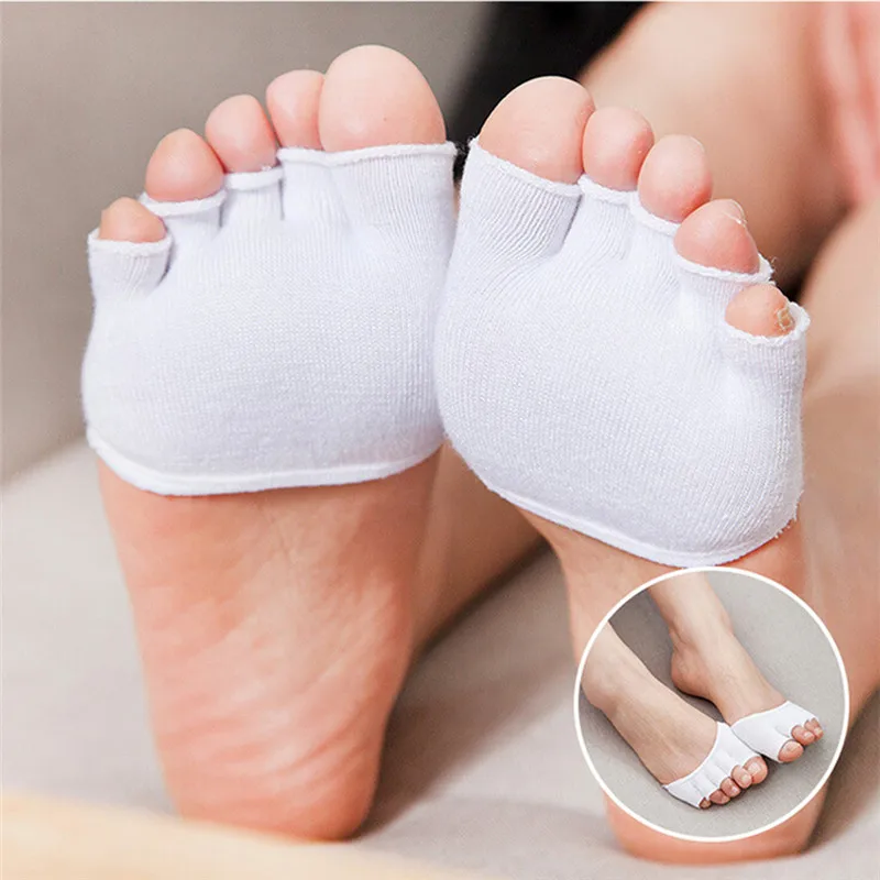 2pcs/Pair 5 Toes Rhythmic Ballet Dance Paw Shoes Gymnastics Foot Thongs Elastic Soft Lace Dancing Shoes Half Sole Accessories