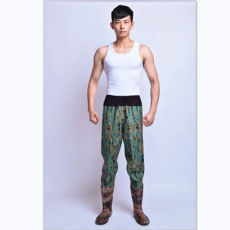 Waterproof Fishing Waders Fishing Clothes Wear-resisting Pants Non-slip Boots Breed Farming Camouflage Hunting Trousers EU38-45