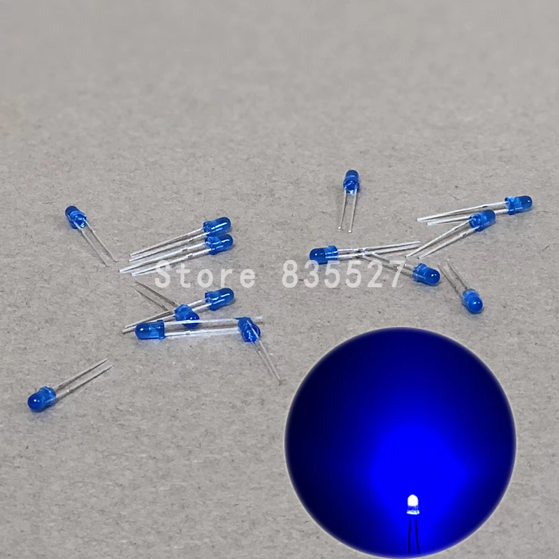 1000pcs/lot 3mm blue in the color DIP Round LED light emitting diode short legs For DIY lights LEDS Light Beads New original F3