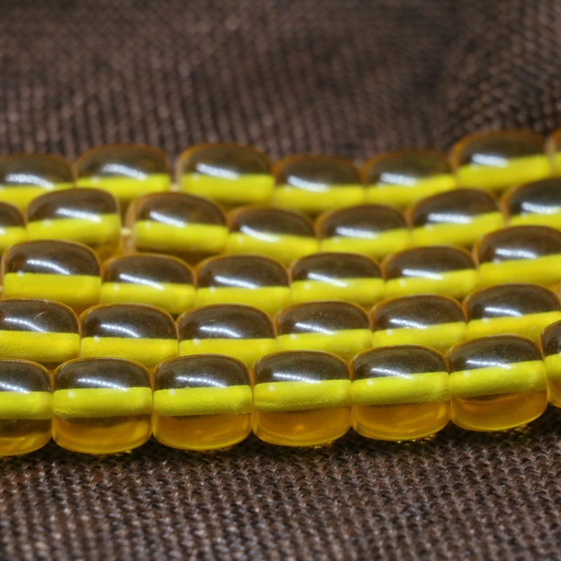 Yellow resin rice barrle shape 9*9mm 10*10mm 12*12mm new fashion women spacers loose beads jewelry making 15inch B54