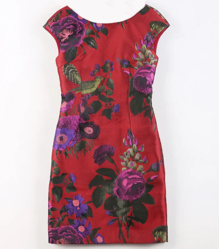 

Fashion Flower Print Women Sheath Dress Sleeveless Dresses 011531B1