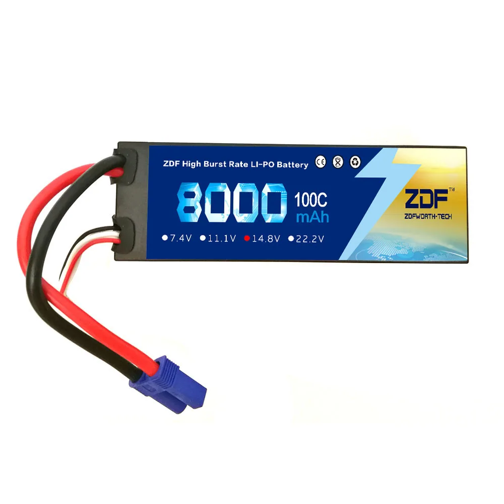 ZDF nowy oryginalny 4S 14.8V 8000mah 100C max 200C twarda obudowa bateria lipo z wtyczką EC5 XT60 XT90 do samochodu wyścigowego RC samolot ciężarówki