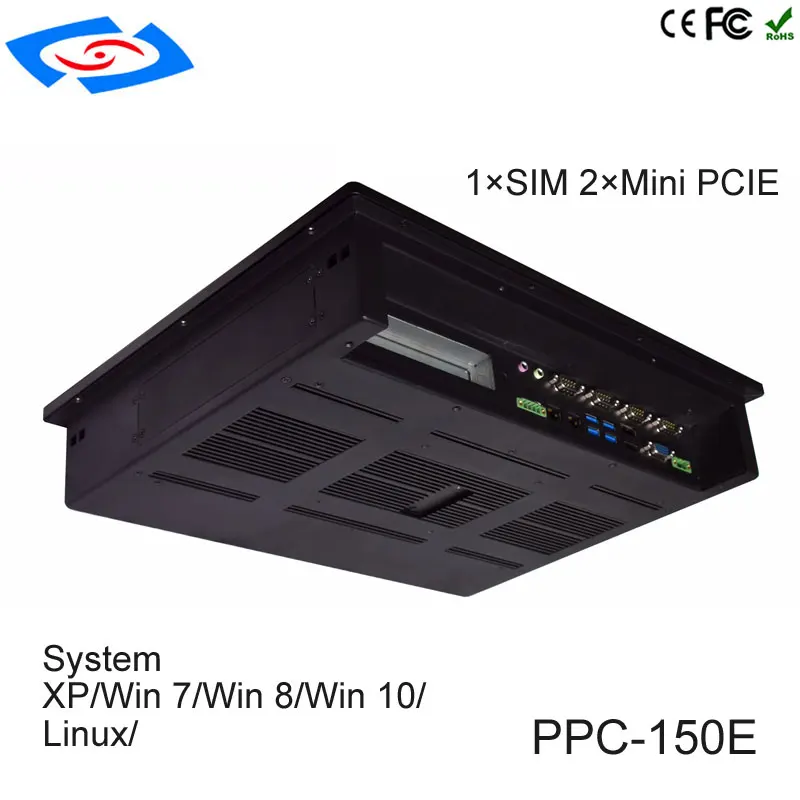 Panel de pantalla táctil Industrial de alto rendimiento, PC sin ventilador de 15 pulgadas con XP/Win7/Win8/Win10/Linux/tableta de sistema