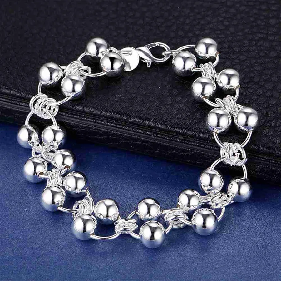 

hot sale Silver color beads chain for women lady cute noble nice bracelet fashion charm jewelry wedding gift LH027