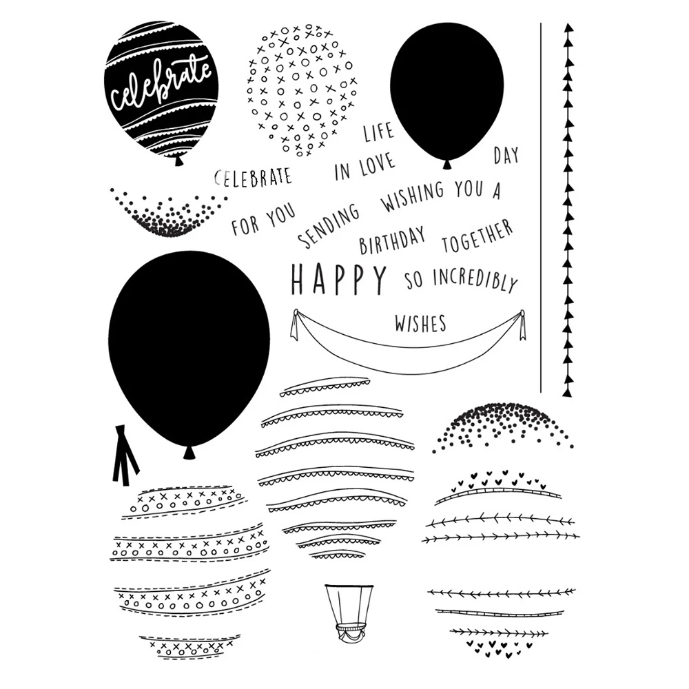 

Happy Balloons Transparent Clear Silicone Stamp/Seal for DIY scrapbooking/photo album Decorative clear stamp