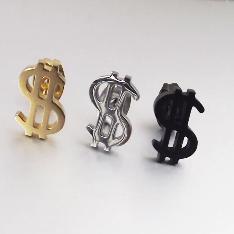 2 Pieces 0.8mm Stainless Steel US Dollar Stud Earring Punk $ Money Ear Tragus Ear Piercing Earrings Men Women