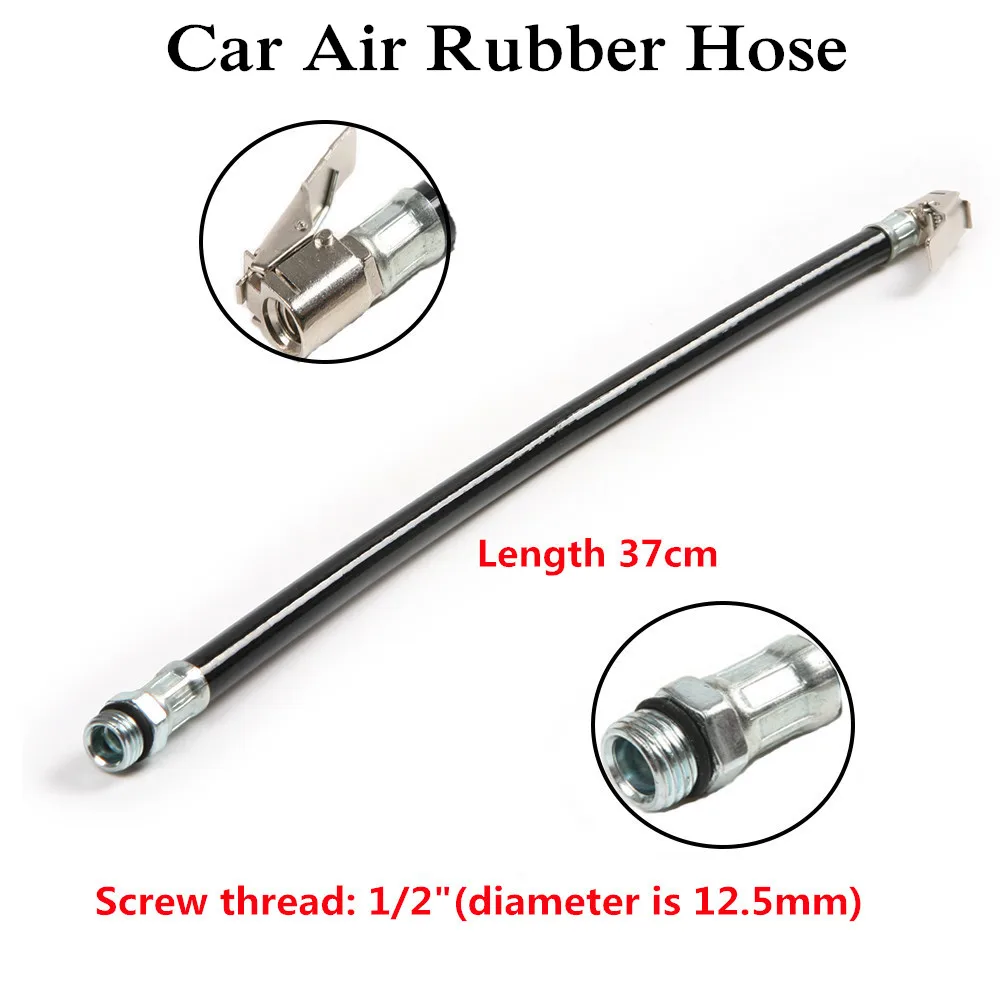 

Hot Durable 1pc 37cm Black Car Air Rubber Hose Lock on Clip Chuck Tire Tyre Inflator Self-locking Screw Thread 1/2'' Brand New