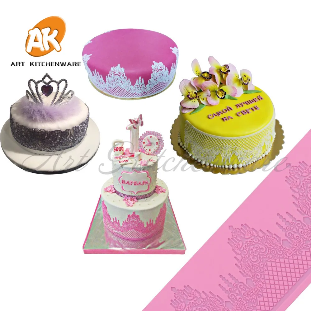 Castle Silicone Cake Lace Mat Silicone Lace Mold Fondant Cake Decorating Tools Border Decoration Lace Mold Stencil Baking LFM-28