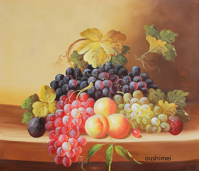 

Hand Painted Paintings Realist Fruits Pictures On Canvas Grapes Oil Painting For Room Decor Still Life Paintings Hang Pictures