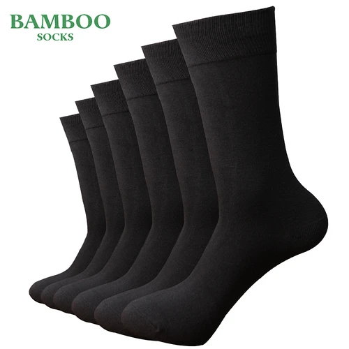 Calcetines Match-Up de color gris bambú para hombre, calcetines de vestir de negocios antibacterianos transpirables (6 par/lote)