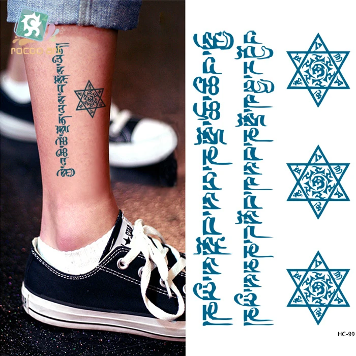 

HC-99/Waterproof Temporary Tattoo Stickers Tibetan Buddhist Sanskrit Design Fake Tatoo Men Women Sexy Ankle Fake Taty