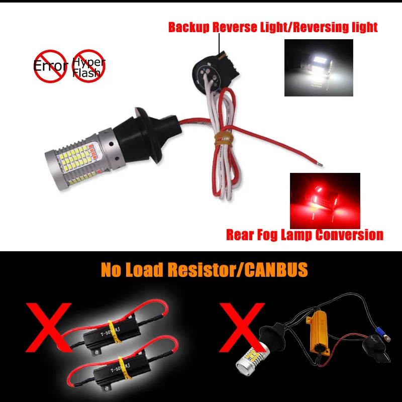 iJDM Car 1156 LED White/Red Dual-Color Canbus P21W BA15S 7506 led Bulbs for Car Backup Reverse Lights & Rear Fog Lamp Conversion