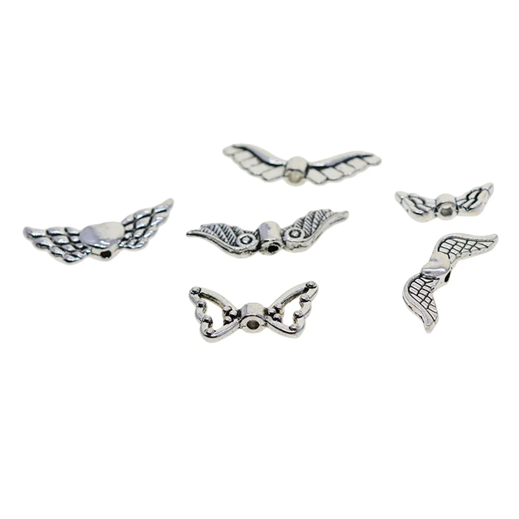 60 Pieces AntiqueAngel Fairy Wings Charm Spacer Beads DIY Bracelet Necklace Gifts