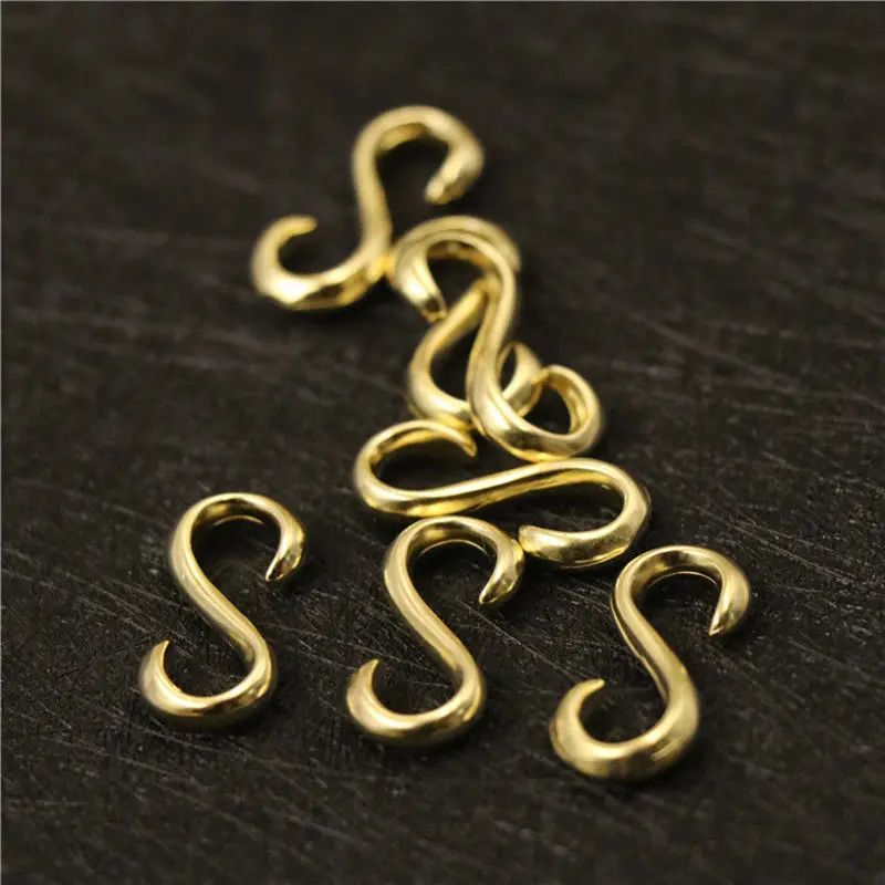 1 Stück massiver Messingguss, S-förmiger Haken, Lederhandwerk, Gürtel, Armband, Hardware, Geldbörse, Schlüsselanhänger, Clip, hochwertiges Zubehör – Detail 1