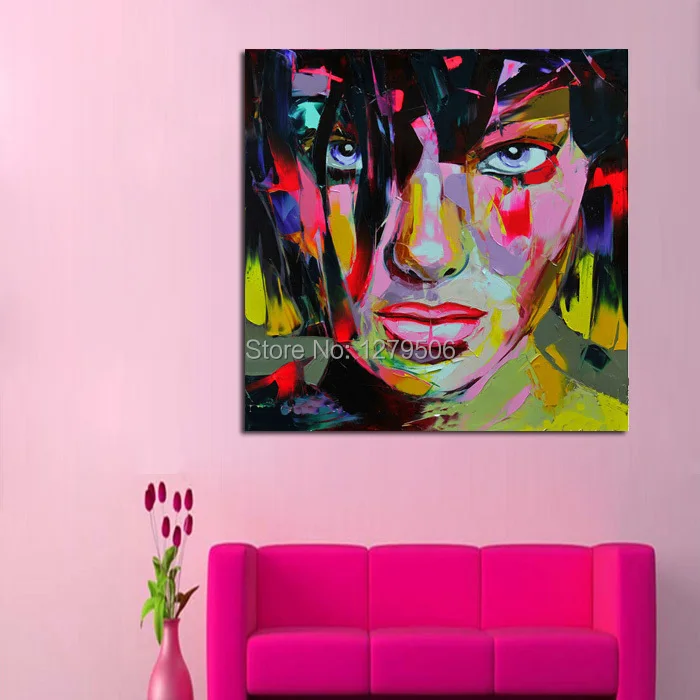 Canvas Painting Francoise Nielly Stree Art Pop Art Oil painting on canvas high Quality Hand-painted Painting Girl Stareing