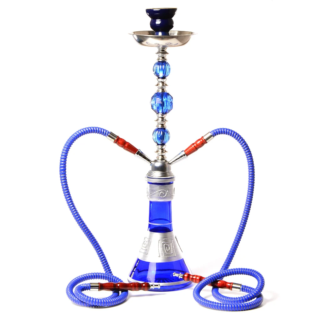 

DEJAYA Glass Hookah Set 2 Hoses Shisha Pipe Chicha with Narguile Cachimba Ceramic Bowl Charcoal Tongs Party Accessories