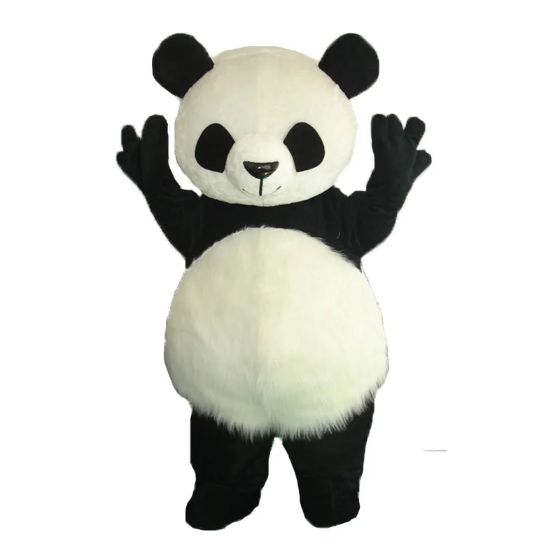 

Crazy Sale@ Long Hair Panda Bear Animal Cosplay Adult Size mascot costumes Fancy Party Dress Suit +EPE Head