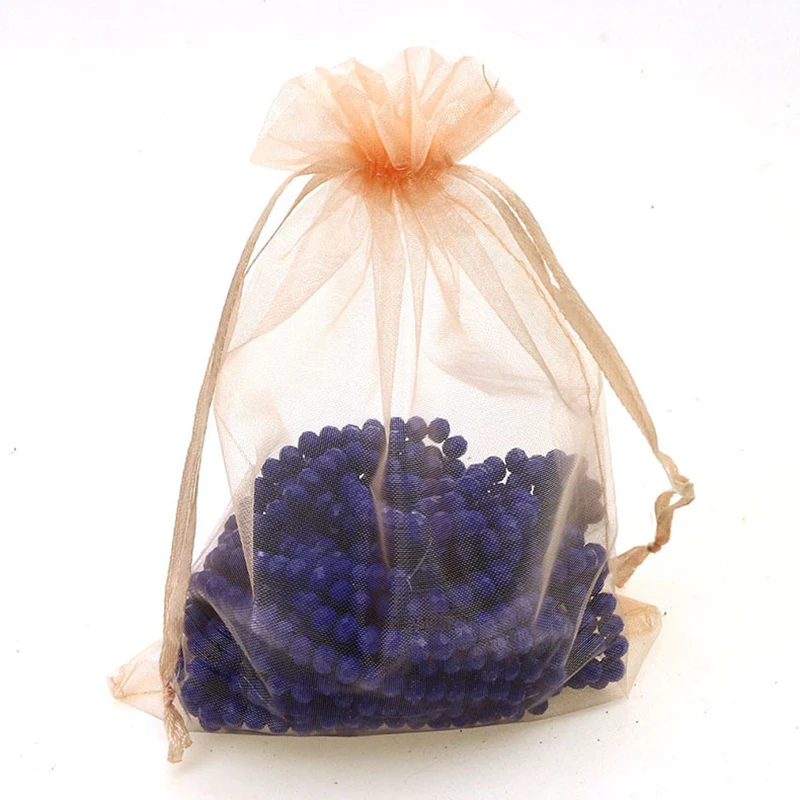 

10*15cm 50pcs Champagne Color Gift Bags For Jewelry/wedding/christmas/birthday Yarn Bag With Handles Packaging Organza Bags