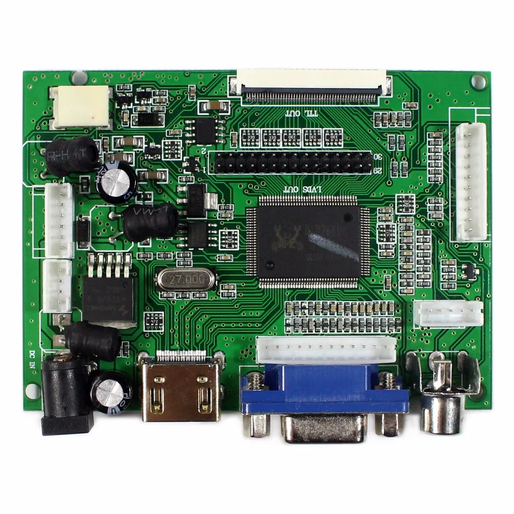Placa de controle remoto lcd hd mi vga 2av, com painel lcd ips de 10.1x1366 embutido