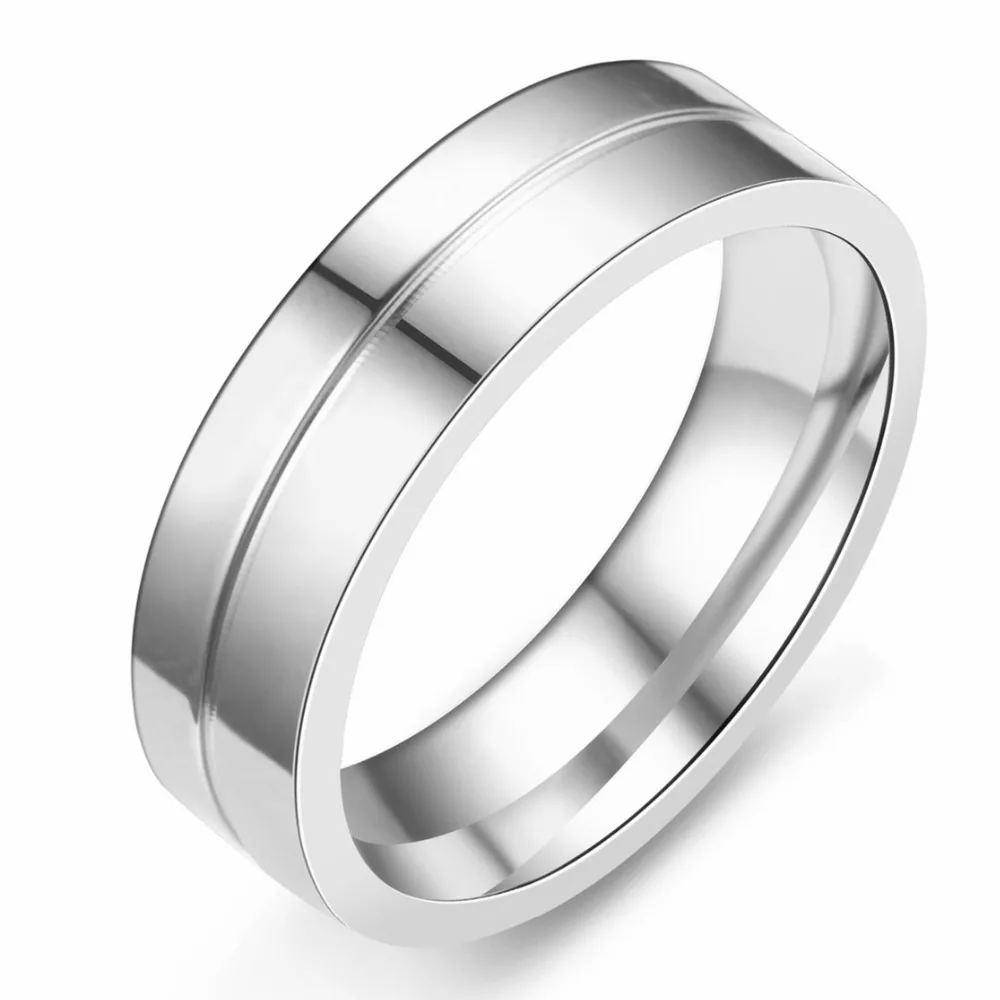 MANGOPIE 6mm Titanium steel simple couple ring gold ring with CZ diamonds wedding ring for couple hot sale lovers ring