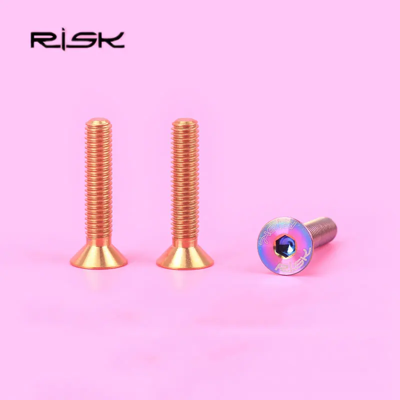 RISK 1PCS M6*30mm Titanium Bicycle Stigma Bolts MTB Bike Flat-head Bolts Mountain Bicycle Cycling Headset Stem Cap Screws